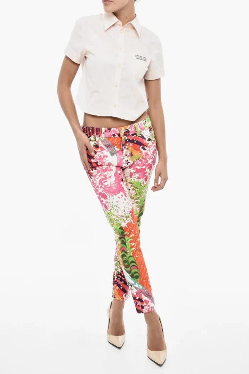 Pantaloni a Fantasia in Twill di Cotone con 5 Tasche>Dsquared2 Clearance