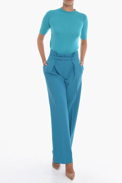 Fashion Pantaloni a Gamba Ampia con Pinces Donna Pantaloni
