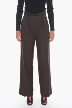 Sale Pantaloni a Gamba Ampia con Chiusura in Velcro Donna Pantaloni