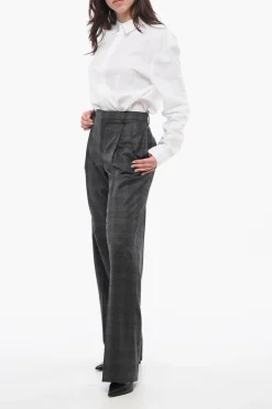 Fashion Pantaloni a Gamba Ampia con Pince Donna Pantaloni