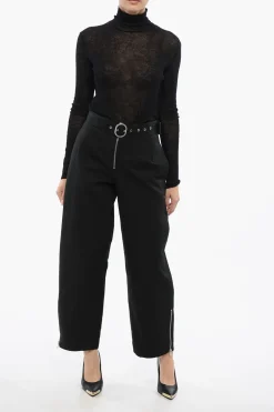 Discount Pantaloni a Gamba Ampia con Cintura Donna Pantaloni