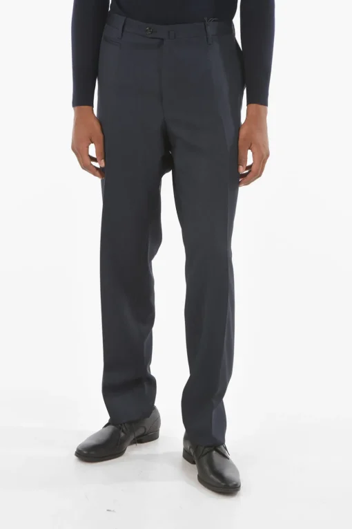 Clearance Pantaloni a Gamba Diritta LEADER in Lana Uomo Pantaloni