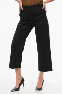 Discount Pantaloni a Gamba Dritta in Cotone Stretch con 2 Tasche Donna Pantaloni