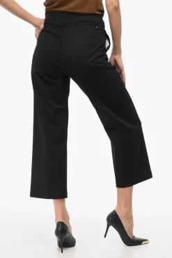 Discount Pantaloni a Gamba Dritta in Cotone Stretch con 2 Tasche Donna Pantaloni