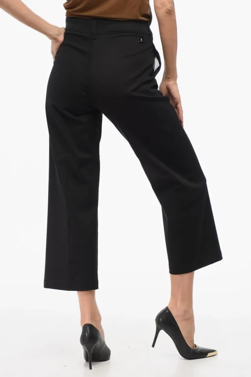 Discount Pantaloni a Gamba Dritta in Cotone Stretch con 2 Tasche Donna Pantaloni