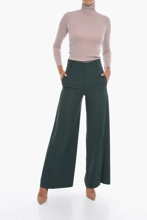 New Pantaloni a Palazzo con Pince Frontale Donna Pantaloni