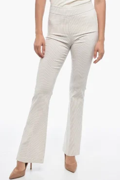 Best Pantaloni a Righe Slim con Orlo Svasato Donna Pantaloni