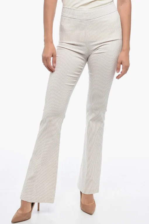 Best Pantaloni a Righe Slim con Orlo Svasato Donna Pantaloni