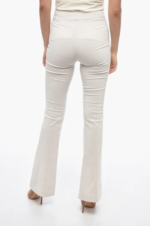 Best Pantaloni a Righe Slim con Orlo Svasato Donna Pantaloni