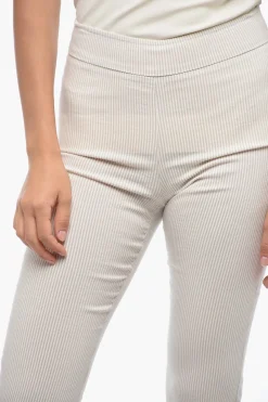 Best Pantaloni a Righe Slim con Orlo Svasato Donna Pantaloni