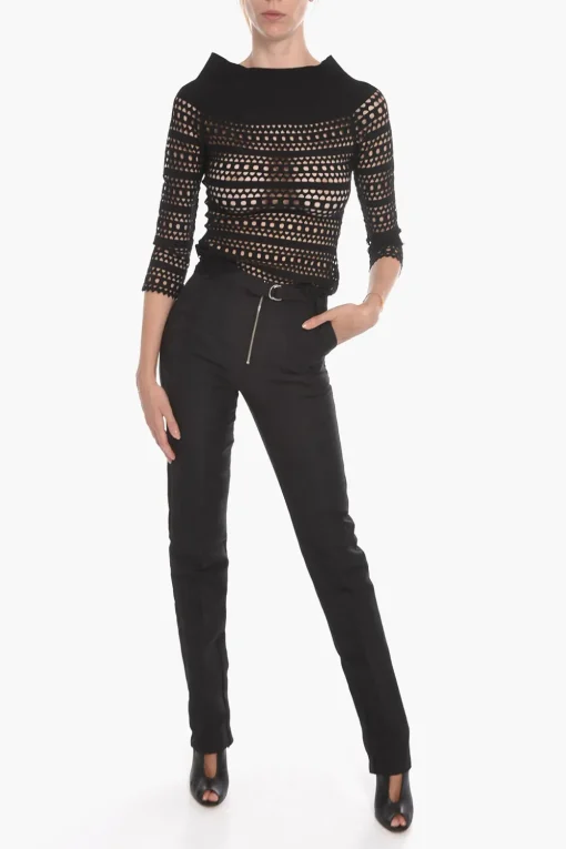 Discount Pantaloni a Una Pince con Fibbia a Doppio Anello Donna Pantaloni