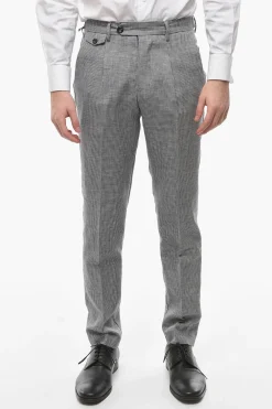 Discount Pantaloni a una Pince RAVAL In Motivo Pied De Poule con Taschino Uomo Pantaloni