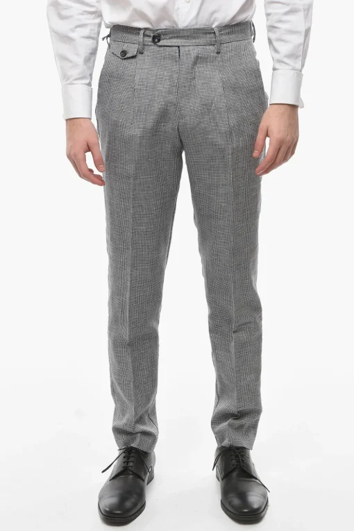 Discount Pantaloni a una Pince RAVAL In Motivo Pied De Poule con Taschino Uomo Pantaloni