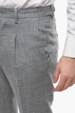 Discount Pantaloni a una Pince RAVAL In Motivo Pied De Poule con Taschino Uomo Pantaloni