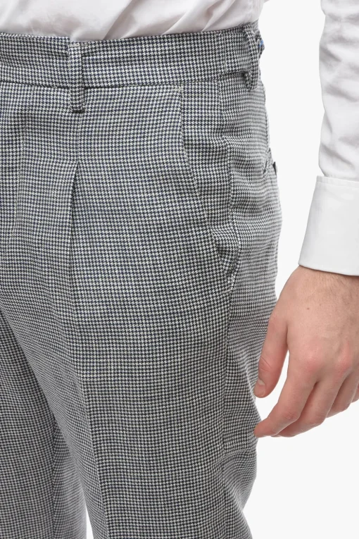 Discount Pantaloni a una Pince RAVAL In Motivo Pied De Poule con Taschino Uomo Pantaloni