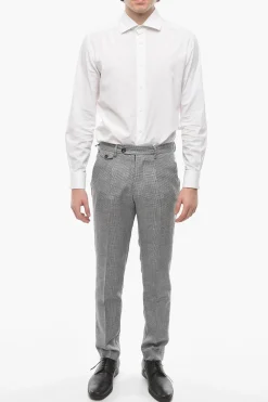 Discount Pantaloni a una Pince RAVAL In Motivo Pied De Poule con Taschino Uomo Pantaloni