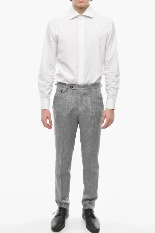 Discount Pantaloni a una Pince RAVAL In Motivo Pied De Poule con Taschino Uomo Pantaloni