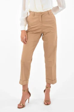 Online Pantaloni a Vita Alta ad Orlo con Risvolto Donna Pantaloni