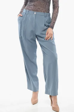 Best Pantaloni a Vita Alta con Dettagli Plissettati Donna Pantaloni