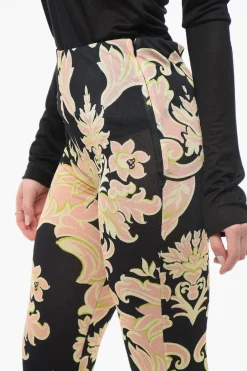 Hot Pantaloni a Vita Alta con Motivo Floreale Donna Pantaloni