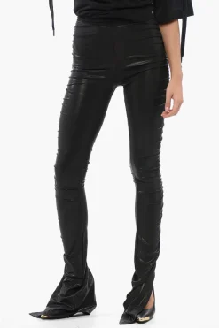 Pantaloni a Vita Alta in Lurex con Dettaglio Raccolto>Rick Owens Fashion