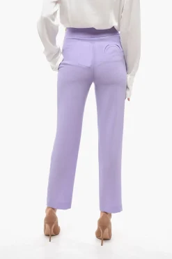Outlet Pantaloni a Vita Alta in Lana con Chiusura Incrociata Donna Pantaloni