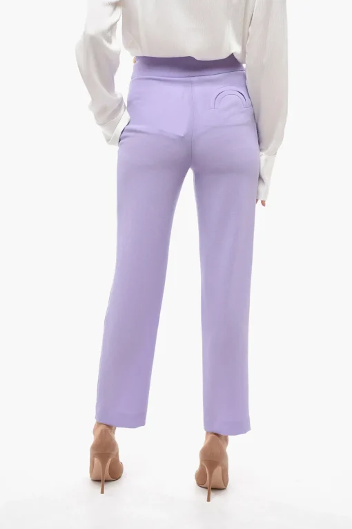 Outlet Pantaloni a Vita Alta in Lana con Chiusura Incrociata Donna Pantaloni