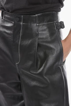 Hot Pantaloni a Vita Alta SHOBAK in Pelle a Una Pince Donna Pantaloni