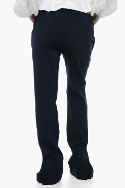 New Pantaloni a Vita Bassa con Dettaglio Plisse Donna Pantaloni