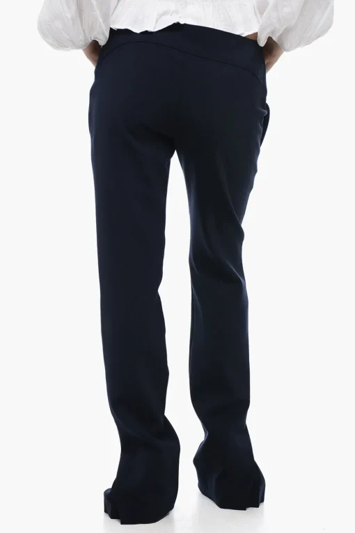 New Pantaloni a Vita Bassa con Dettaglio Plisse Donna Pantaloni