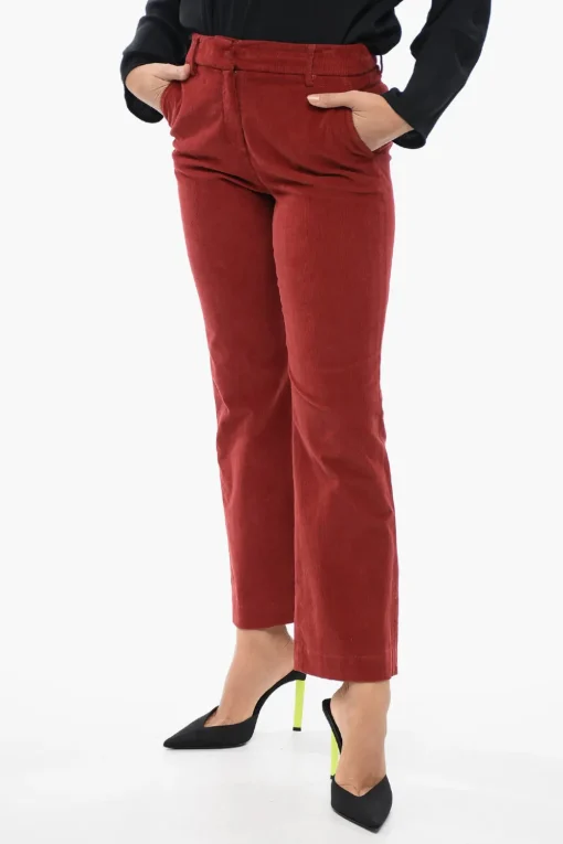 Sale Pantaloni a Vita Bassa in Velluto a Coste con Fit Svasato Donna Pantaloni