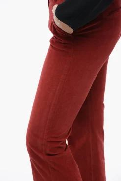 Sale Pantaloni a Vita Bassa in Velluto a Coste con Fit Svasato Donna Pantaloni