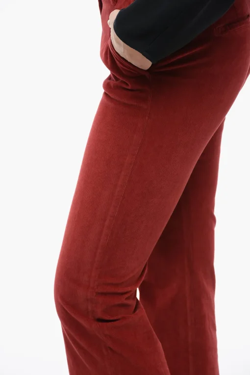 Sale Pantaloni a Vita Bassa in Velluto a Coste con Fit Svasato Donna Pantaloni