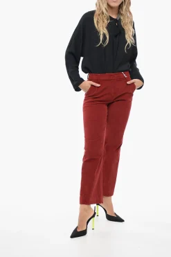 Sale Pantaloni a Vita Bassa in Velluto a Coste con Fit Svasato Donna Pantaloni