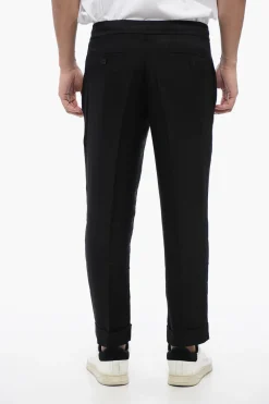 Discount Pantaloni a Vita Bassa in Misto Viscosa con Elastico in Vita Uomo Pantaloni