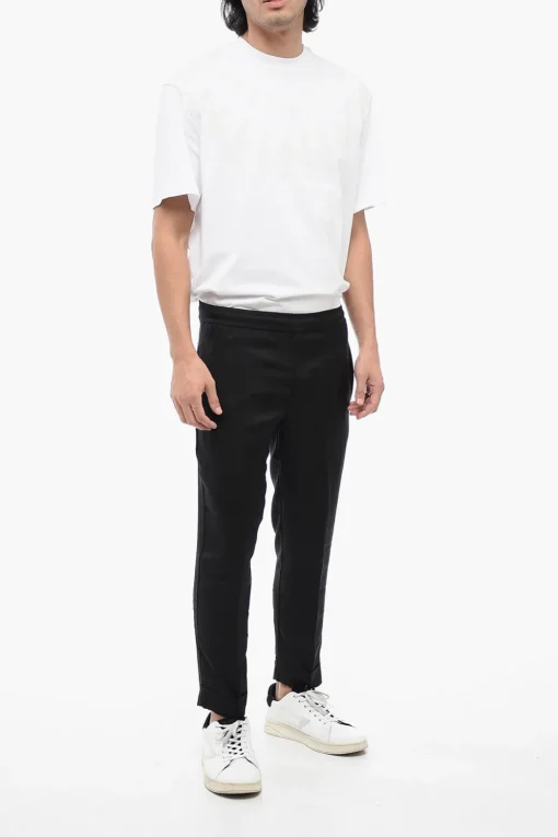 Discount Pantaloni a Vita Bassa in Misto Viscosa con Elastico in Vita Uomo Pantaloni