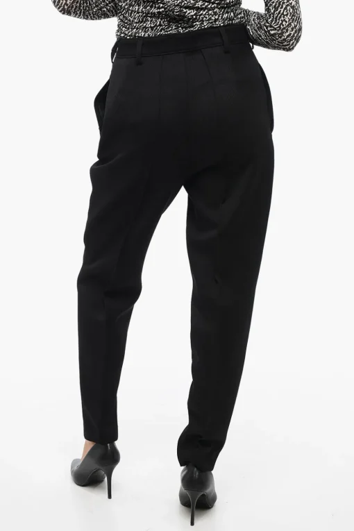 New Pantaloni ad 1 Pince in Misto Lana Vergine Twill Donna Pantaloni