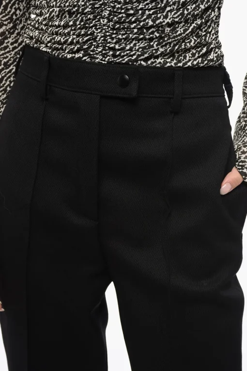 New Pantaloni ad 1 Pince in Misto Lana Vergine Twill Donna Pantaloni
