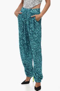 Fashion Pantaloni ALEXA in Paillettes a Gamba Ampia Donna Pantaloni