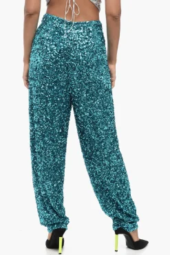Fashion Pantaloni ALEXA in Paillettes a Gamba Ampia Donna Pantaloni