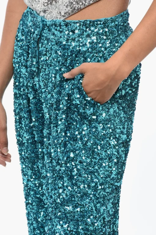 Fashion Pantaloni ALEXA in Paillettes a Gamba Ampia Donna Pantaloni
