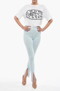 Pantaloni ALICIANA Svasati in Cotone Spugnato con Spacco alla Caviglia></noscript>Rotate Fashion