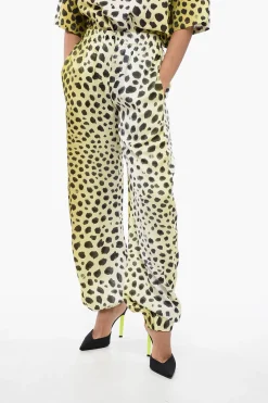 Online Pantaloni Animalier in Satin con Coulisse Donna Pantaloni