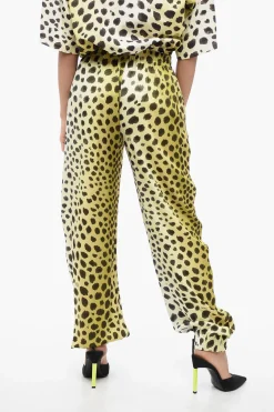 Online Pantaloni Animalier in Satin con Coulisse Donna Pantaloni