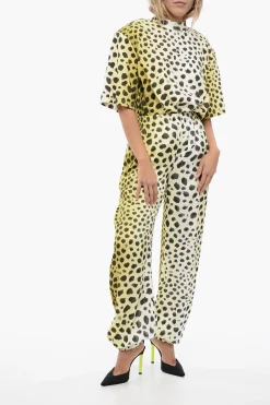 Online Pantaloni Animalier in Satin con Coulisse Donna Pantaloni