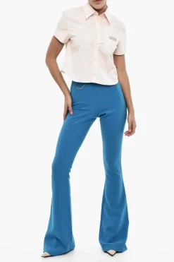 Discount Pantaloni Boot Cut a Vita Alta con Catena Donna Pantaloni