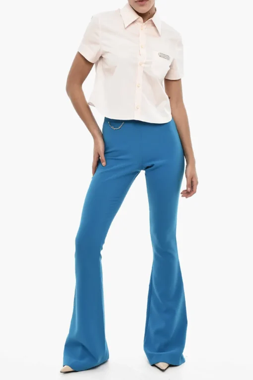 Discount Pantaloni Boot Cut a Vita Alta con Catena Donna Pantaloni