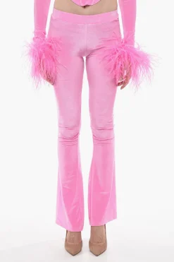 Pantaloni Boot Cut in Ciniglia con Logo Laterale>Adriana Hot Couture Best
