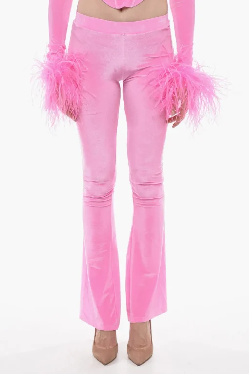Pantaloni Boot Cut in Ciniglia con Logo Laterale>Adriana Hot Couture Best