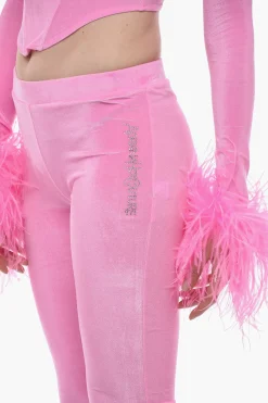 Pantaloni Boot Cut in Ciniglia con Logo Laterale></noscript>Adriana Hot Couture Best